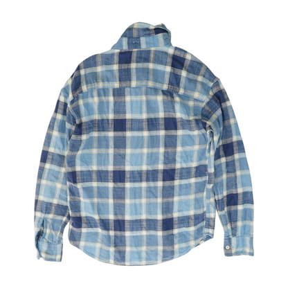 Blue Solid Flannel Button Down