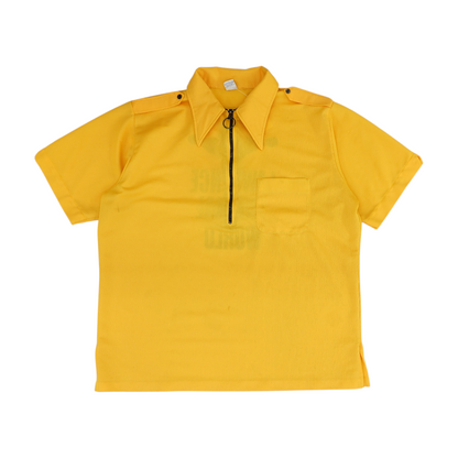 Vintage Yellow Solid Short Sleeve Polo