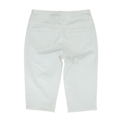 White Solid Denim Capris