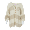 Beige Plus Size Striped Pullover Sweater