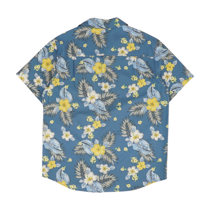 Blue Floral Short Sleeve Button Down
