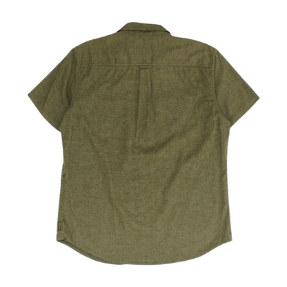 Green Solid Short Sleeve Button Down