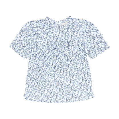 Blue Graphic Cowl Neck Blouse