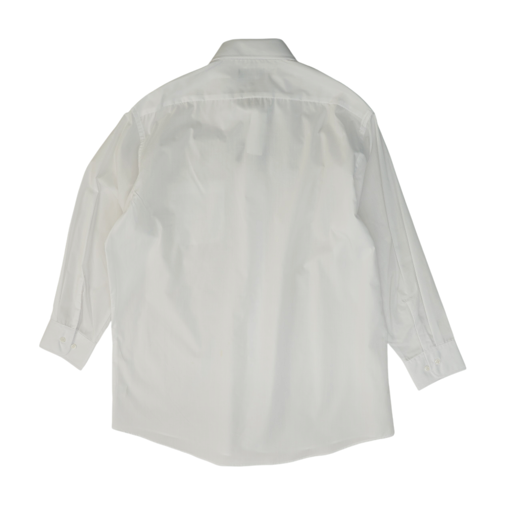 White Solid Long Sleeve Button Down