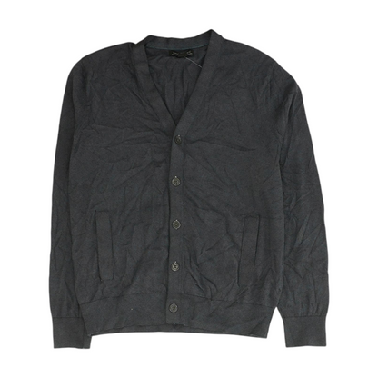 Gray Solid Cardigan Sweater