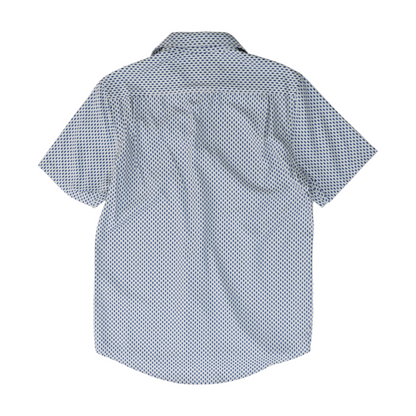 Navy Print Short Sleeve Button Down