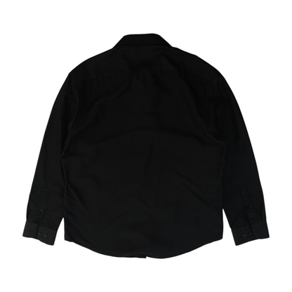 Black Solid Long Sleeve Button Down