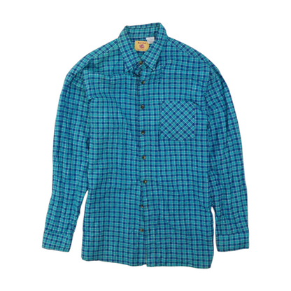 Blue Tall Check Flannel Button Down