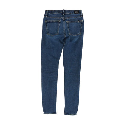 Blue Solid Mid Rise Skinny Leg Jeans