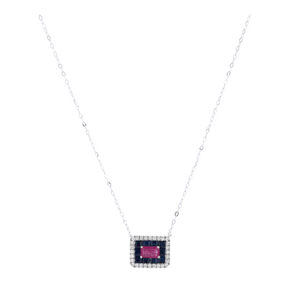 1/2 ctw 14K White Gold Ruby Pendant Necklace