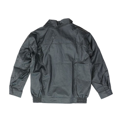 Black Solid Faux Leather Jacket