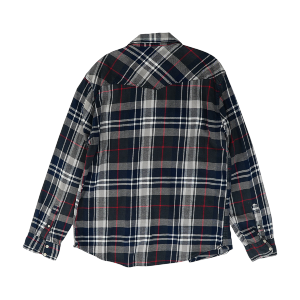 Navy Plaid Flannel Button Down