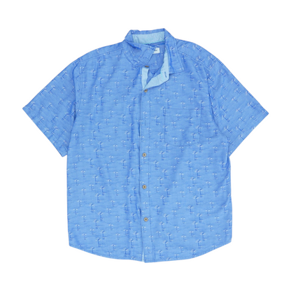 Blue Print Short Sleeve Button Down