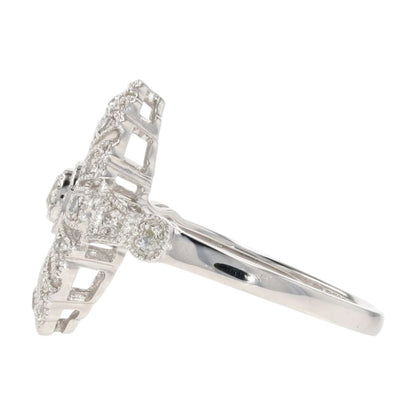 1/3 Ct 14K White Gold Diamond Modern Deco Style Engagement Ring