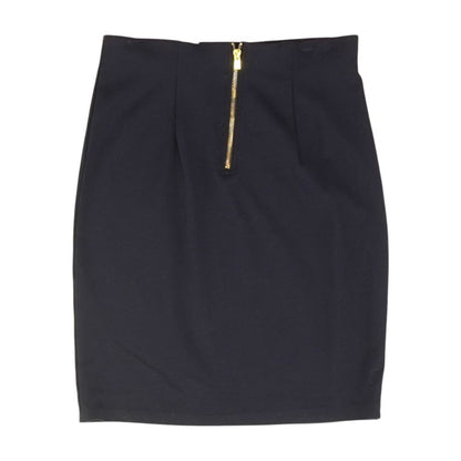 Navy Solid Midi Skirt