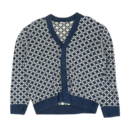 Navy Check Cardigan Sweater