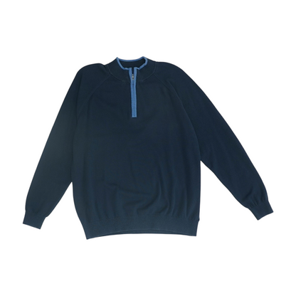 Navy Solid 1/4 Zip Sweater