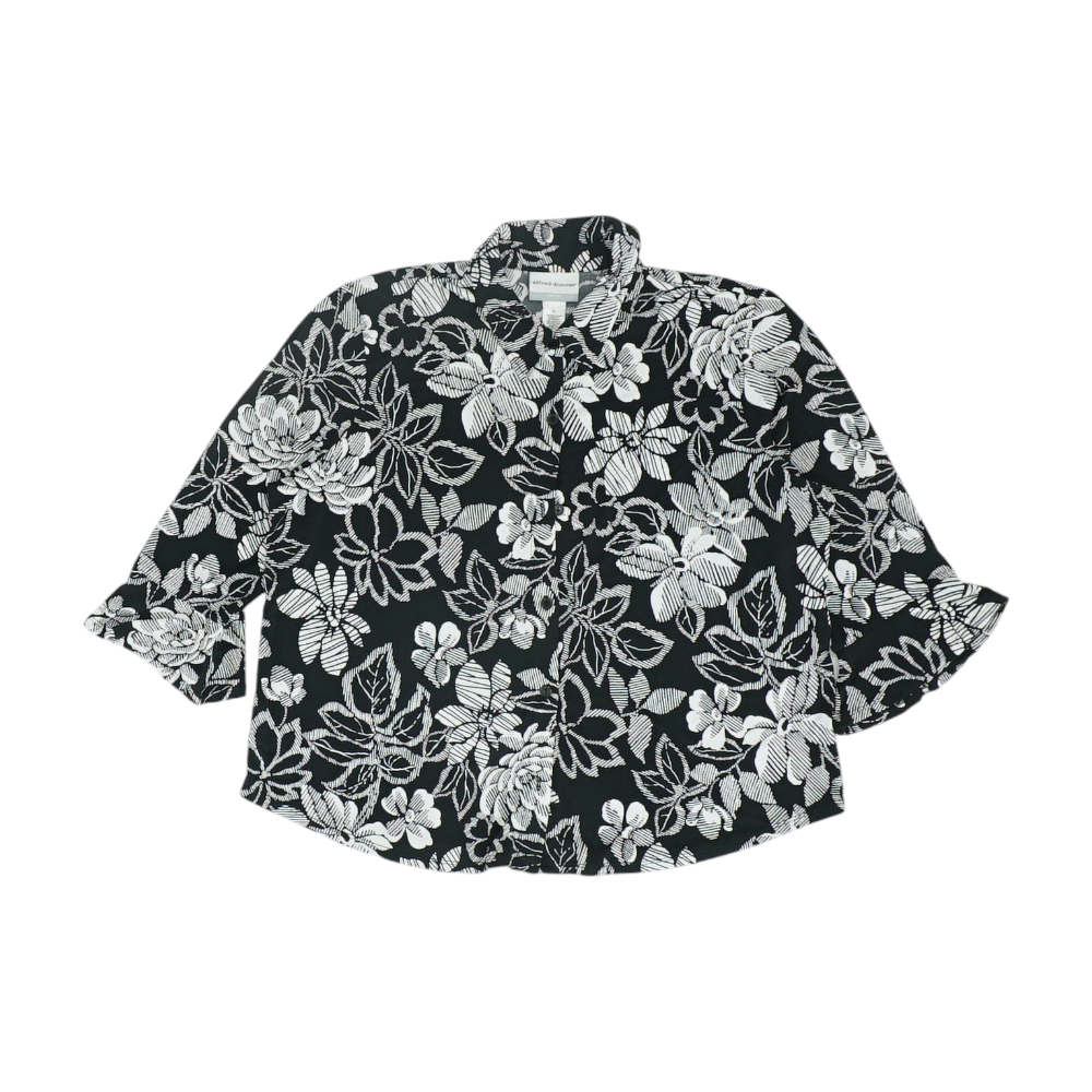 Black Petite Floral Button Down