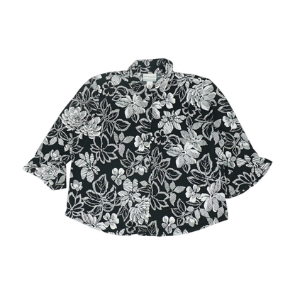 Black Petite Floral Button Down