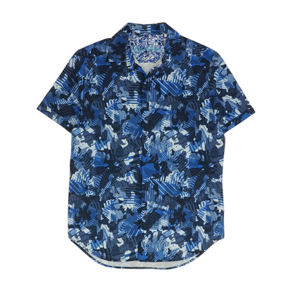 Blue Print Short Sleeve Button Down