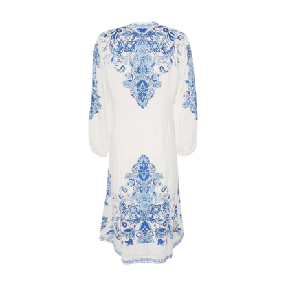 White Paisley Midi Dress