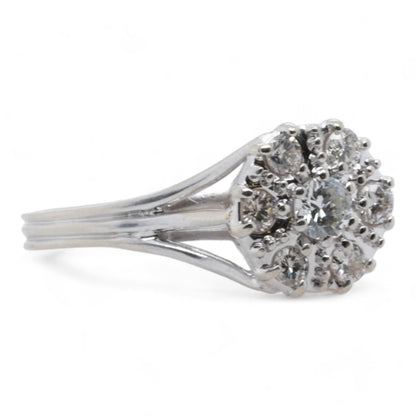 14K White Gold Diamond Cluster Ring