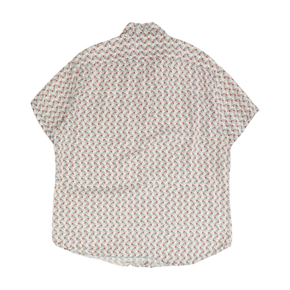 Gray Print Short Sleeve Button Down