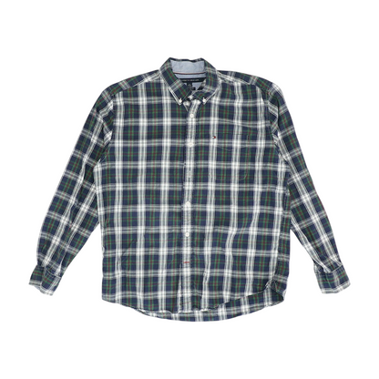 Navy Plaid Long Sleeve Button Down