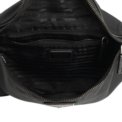 Black Re-Nylon and Saffiano Leather Belt Bag