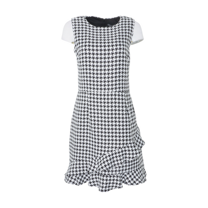 Black Houndstooth Midi Dress