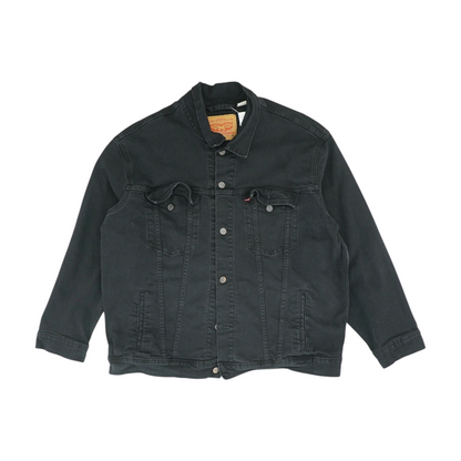 Black Solid Denim Jacket
