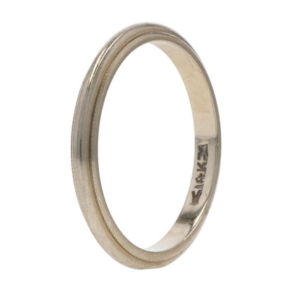 14K White Gold Thin Beaded Edge Band