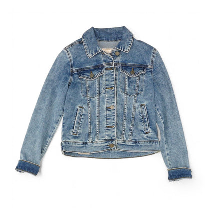 Blue Solid Denim Jacket