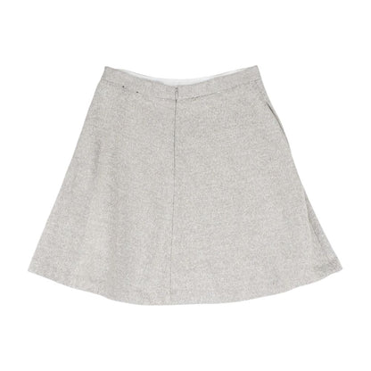 Beige Solid Mini Skirt