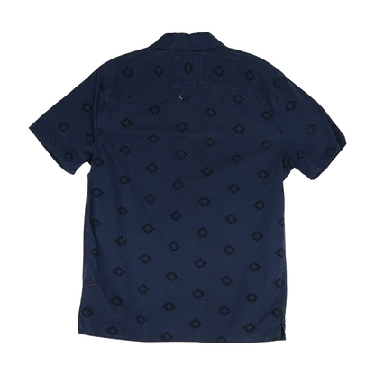 Navy Solid Short Sleeve Button Down