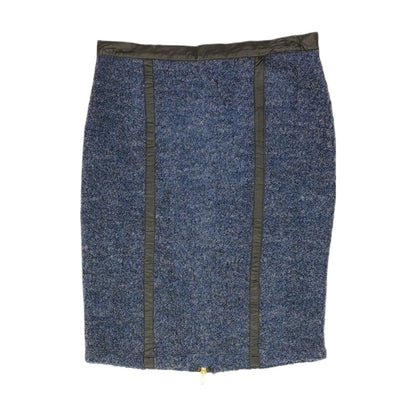 Blue Solid Midi Skirt