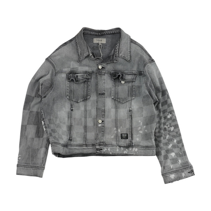 Gray Solid Denim Jacket