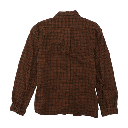 Brown Print Flannel Button Down