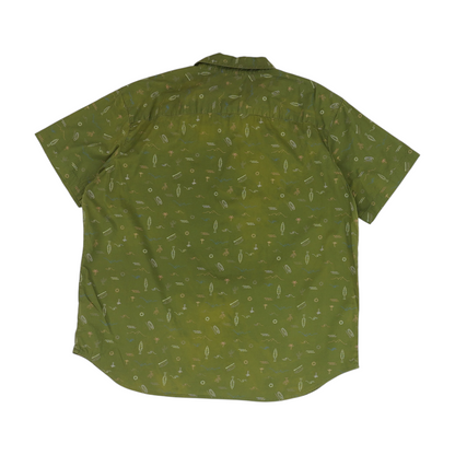 Green Graphic Short Sleeve Button Down