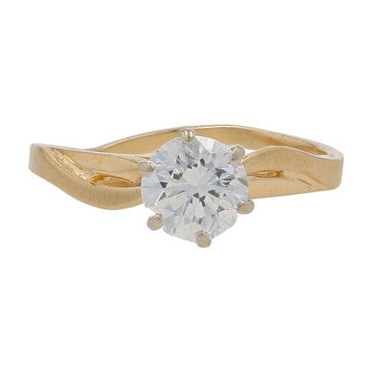 9/10 Ct 14K Gold Round Center Diamond Engagement Ring