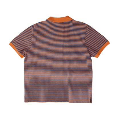 Orange Striped Short Sleeve Polo