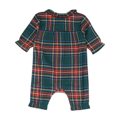 Green Plaid Short Sleeve One-Piece