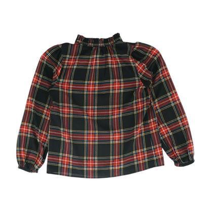 Black Petite Plaid Blouse