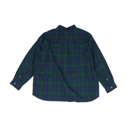 Navy Plaid Long Sleeve Button Down