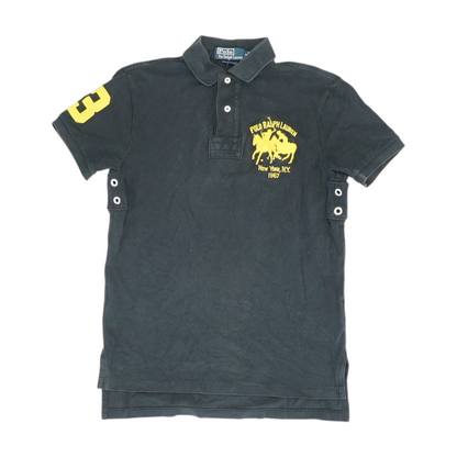 Black Solid Short Sleeve Polo