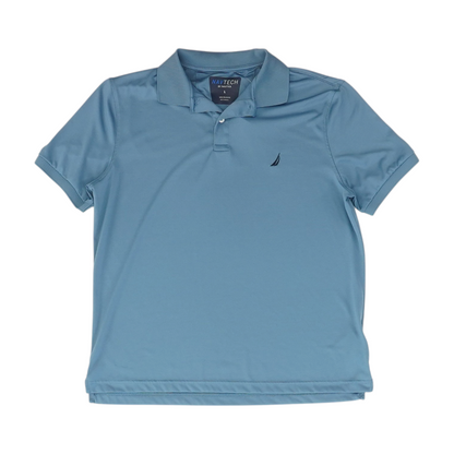 Blue Solid Short Sleeve Polo