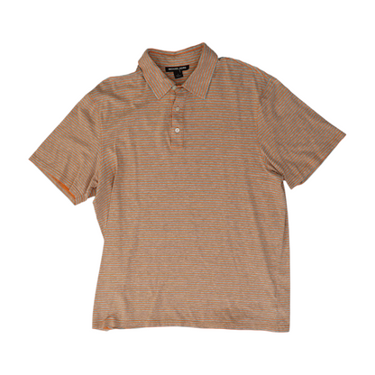 Orange Striped Short Sleeve Polo