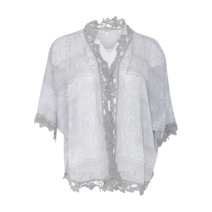 Gray Petite Paisley Cardigan