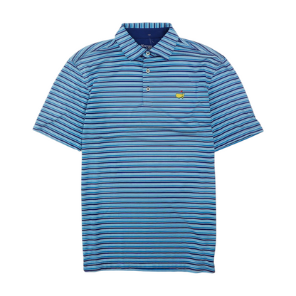Blue Striped Short Sleeve Polo