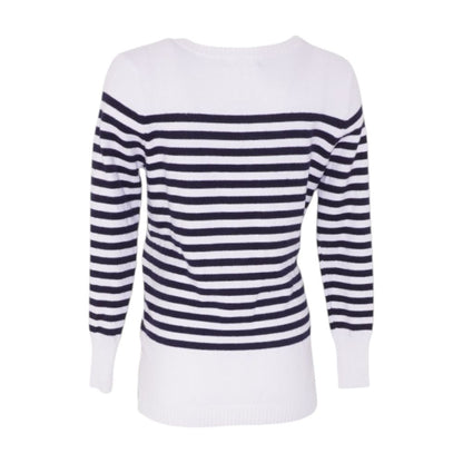 White Maternity Striped Crewneck Sweater